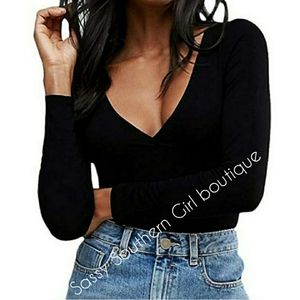 🆕⭐ Black deep v-neck plunging bodysuit⭐